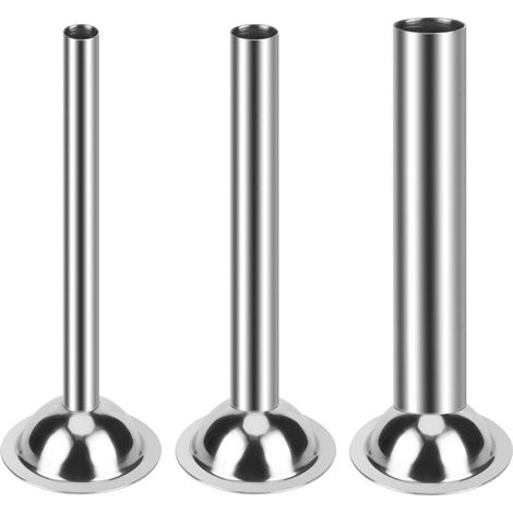 Ensemble de 3 tubes à saucisses, entonnoirs en acier inoxydable de 12/19/32 mm pour hachoir manuel, poussoir à saucisses, outils de remplissage pour hachoir à viande, taille 5 (1/4)