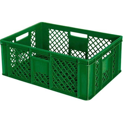 BRB 54 Stück Eurobehälter durchbrochen/Bäckerkiste, LxBxH 600x400x240 mm, PE-HD, lebensmittelecht, Palettenware (grün)