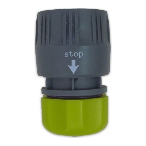 CONECTOR MANGUERA AUTO STOP 1/2"-5/8" GRIS-VERDE - BRINOX
