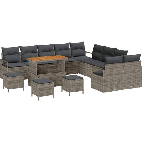 Maison Exclusive - Garten-Sofa-Set mit Kissen mit Speicher 14 pcs