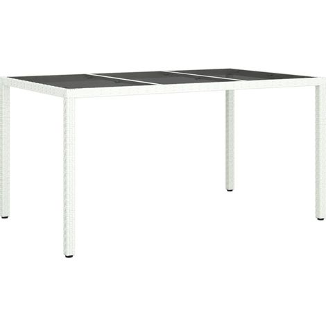 Table de jardin Table d'appoint, Table de Balcon, 150x90x75 cm Verre trempé/résine tressée Blanc OIB2773E (1/5)