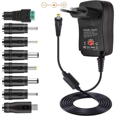 FENH Adaptateur secteur universel 30W 3V / 4.5V / 5V / 6V / 7.5V / 9V / 12V Convertisseur de chargeur multi-tension - EU (1/3)