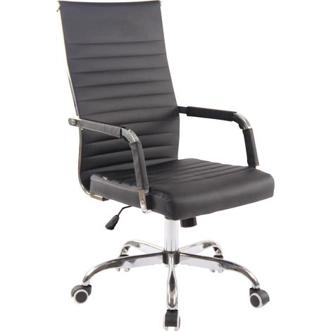 Chaise de bureau Amadora avec hauteur réglable et Pied en métal Noir Similicuir (1/6)