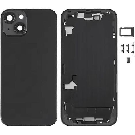 Akku-Rückseite für iPhone 14 + Rückseite + Mittelrahmen + SIM-Kartenfach + Seitenknopf – Schwarz (1/5)