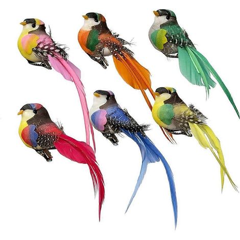 Artificial Feather Bird Decor Iron Clip Realistic Texture Colorful Pack (1/5)