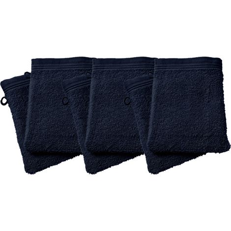 Lot de 6 gants de toilette éponge "Spa" 15 x 21 cm / 400 gr/m² - "Spa" Bleu Nuit