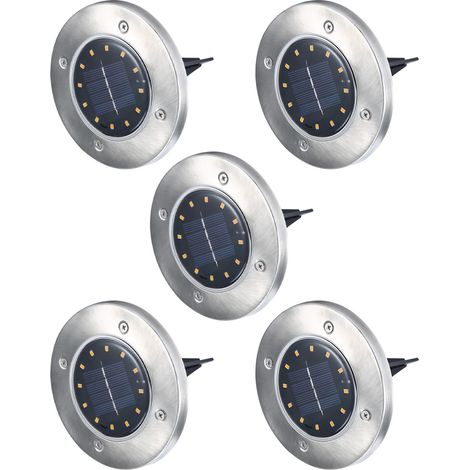 5 pièces de lampes solaires souterraines pour pelouse, 12 LED résistantes à la pluie, pour jardin, cour et villa (1/5)