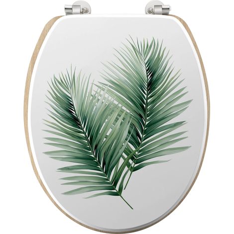 Abattant WC 37 x 46 cm charnieres metal Feuillage tropical vert (1/5)