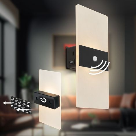 LED Wandleuchte Wandlampe ohne Stromanschluss Bewegungsmelder Akku ohne Bohren