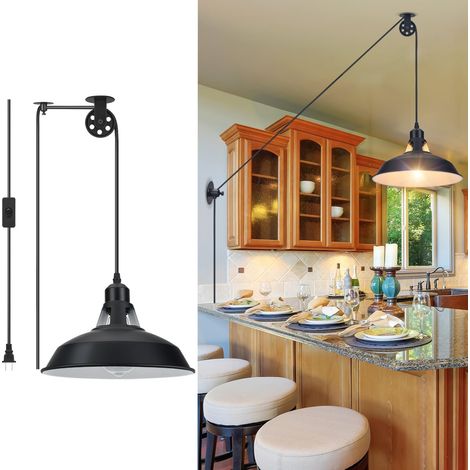 Lustre enfichable 1 pack, lustre noir vintage, sans ampoule, fil de 4.5 mètres de long, adapté à la cuisine, à la chambre et au salon (1/5)