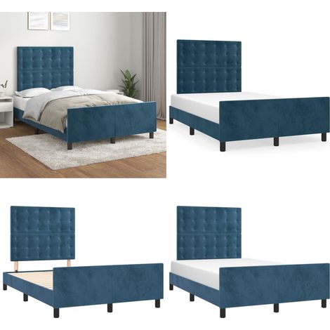 Bettgestell ohne Matratze Dunkelblau 120x190 cm Samt - Samtbettwäsche - Doppelbett - Boxspringbett - Lattenrost - Bettsofa - Home & Living