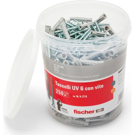 Tassello Fischer UV Nylon con Vite + Vite ( ) 250 Pezzi Ø 6 x 30 4,5 x 40MM (1/3)