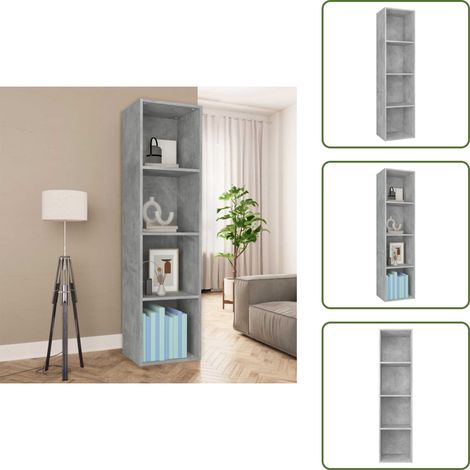 Bibliothèque/Meuble TV Gris béton 36x30x143cm Bois d’ingénierie - Bibliothèque - Étagère - Rangement - Meubles Tv - Mobilier Gris (1/5)