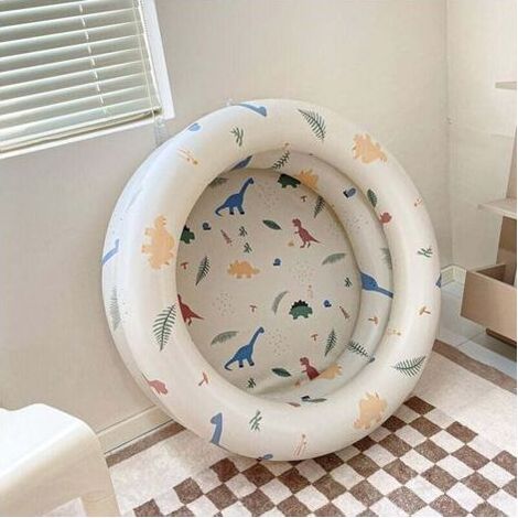 Rundes Kinderplanschbecken, aufblasbares Baby-Planschbecken, Spielzeug für drinnen und draußen, mit Dinosaurier-Motiv, 85 x 25 cm (1/5)
