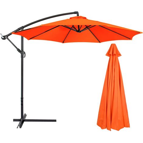 1 Toile de rechange parasol, Polyester imperméable UV, 8 baleines 2,7m, Orange, Jardin Terrasse Plage (1/4)