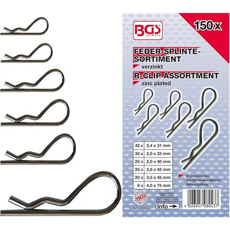 Assortiment de Goupilles à Ressort D. 2,4-4,0 mm - 150 pcs - Acier Résistant - Fixation Sécurisée - D-Work (1/5)