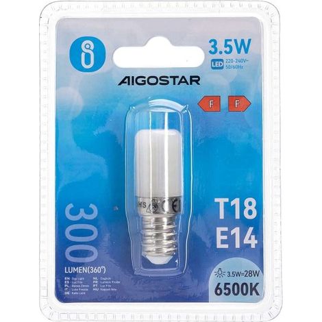 Lampadina Led da frigorifero E14 T18 3,5W Bianco freddo 6500K Aigostar (1/5)