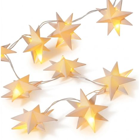 Catena Luminosa Natalizia 20 LED Stelle Carta Bianco Caldo 4m (1/5)