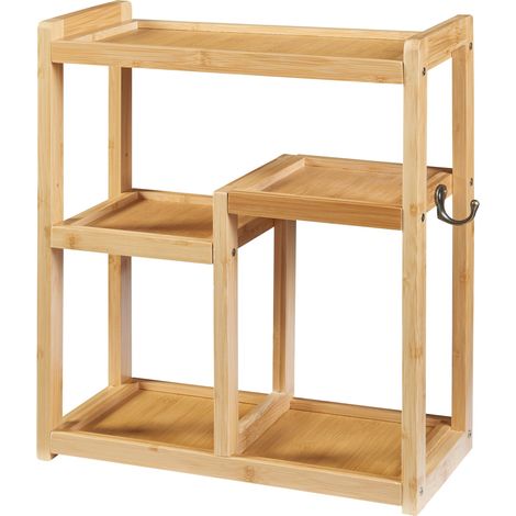 Estantería de diseño atemporal para salón dormitorio mueble de almacenamiento de pared para baño Höör bambú 42 x 37 x 17 cm natural 030011272 (1/5)