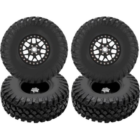 1/10 RC-Reifen, Felgen in Aluminium-Optik, optimaler Grip, für SCX10, RR10, Wraith 1/10, Teilenummer 90048, schwarz (1/5)