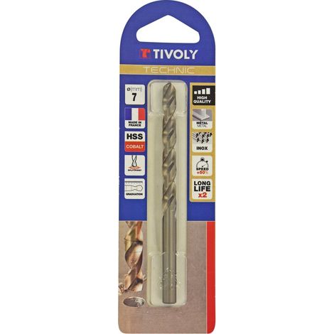 Tivoly • 1 Punta Graduata Metal Cobalt Technic D7mm, in acciaio al cobalto di alta qualità e affilatura “Cross Point”, per una foratura rapida e precisa.