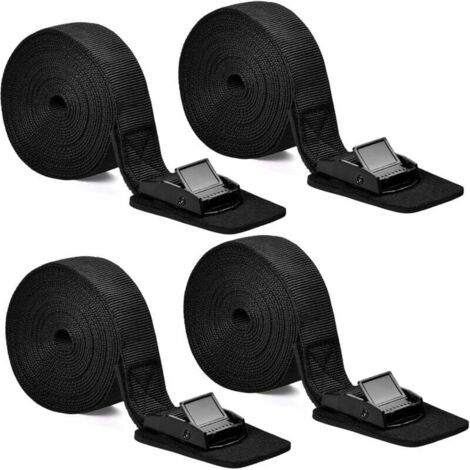 4 Pcs Sangle D'arrimage Sangle de Fixation avec Boucle Réglable Sangle de Tension avec Serrure à Pince, Sangle de Serrage Sangle de Fixation Sangle Cliquet pour Transport Vélo Moto Bagage, 25mmx3m (B) (1/5)