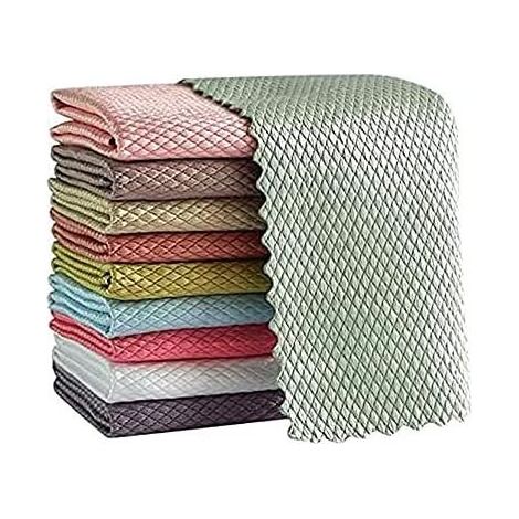 Chiffon Magique, Lot de 10 Chiffon de Nettoyage en Microfibre Multifunction pour dans Cuisine Voiture Salle de Bain Maison Bureau Multicolore 30x40CM (1/5)