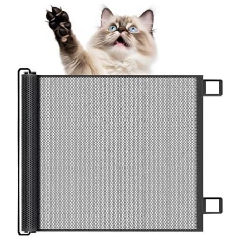 Barrière de sécurité rétractable pour bébé et chien, barrière de sécurité extensible, barrière de sécurité pour chiens et chats pour escaliers, couloirs, intérieur et extérieur - Noir