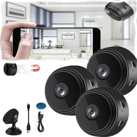 1080p HD MINI caméra de sécurité sans fil (Pack de 3) - surveillance magnétique intérieure / extérieure pour la maison (1/4)