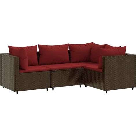 Maison Exclusive - Set Mobili da Giardino 4 pz con Cuscini in Polyrattan Marrone