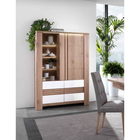 MOBILE MOD. PALAZZO CM 120X44.4 H. 180 ROVERE WELLINGTON E BIANCO LUCIDO