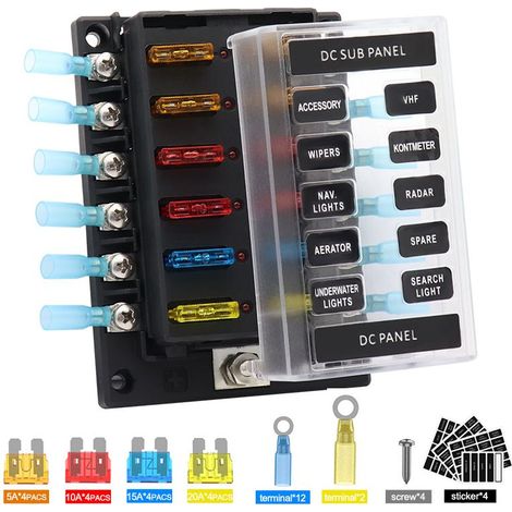 12-facher 100-A-Sicherungskasten mit LED-Anzeigen – Stabile Stromversorgung für leistungsstarkes Zubehör – Ideal für Pkw und Transporter (1/5)