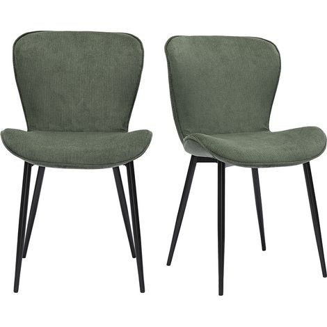 Design Stühle aus khakifarbenem Cordstoff und schwarzem Metall (2er-Set) ADDICT