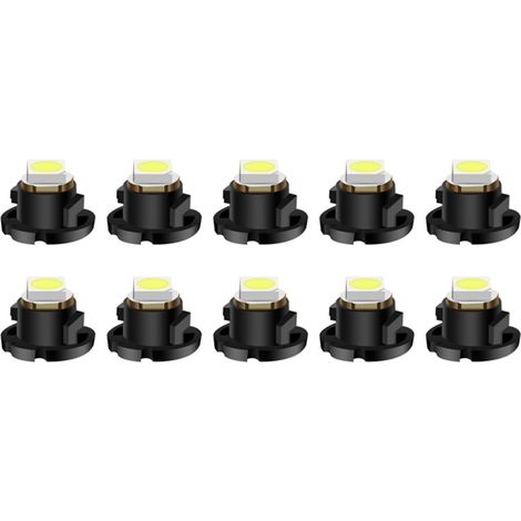 10PCS T4.2 Ampoules LED Wedge Dashboard Light, 1 SMD 6000K Blanc Intérieur Ampoules Voiture Auto Tableau De Bord Instrument Lecture (1/5)