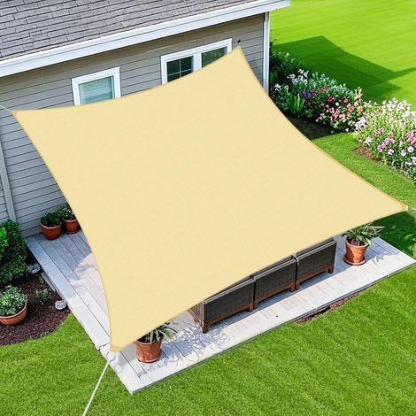 Toile d ombrage rectangulaire résistante à l eau et aux UV protection UV 95 pour cent pour jardin et extérieur dimensions 3 m x 4 m couleur blanc cassé