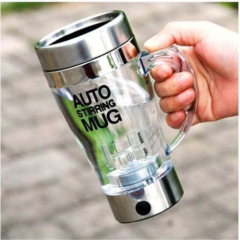 Tasse de mélange électrique 400 ml, tasse de mélange automatique en acier inoxydable, shaker électrique, tasse de mélange de café, argent 1 pièce