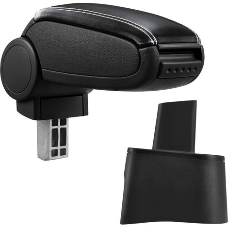 [pro.tec] Bracciolo centrale - Poggiabraccio con vano portaoggetti - imbottito - in similpelle - nero con cucitura bianca - Seat Ibiza 6L (1/5)
