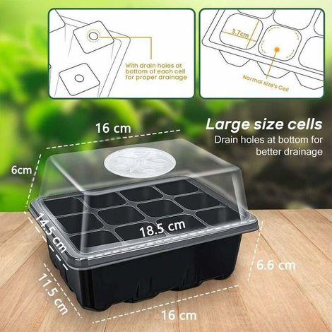 Mini Serre pour Plantes, 6 Pièces 72 Cellules Intérieure Plateau Semis Bac à semis Pépinière Boîte de Culture avec Couvercle et Ventilation Durables (1/4)