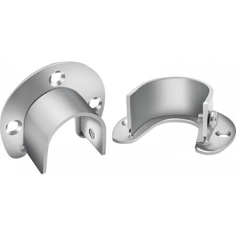 2 soportes para barra de cortina plateados, casquillo en forma de U, soporte para barra de armario, extremo de barra de armario, apertura de 27 mm, adecuado para cortinas o armarios (1/3)