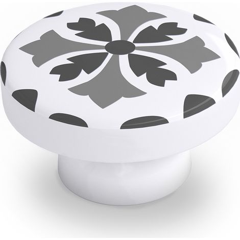 Pomo para Mueble  Estilo Decorativo  Fabricado en Haya  Acabado en Gris  Medidas 383822 mm  Sistema de Fijación  Incluye Tornillos M4  4 Unidades - (1/2)