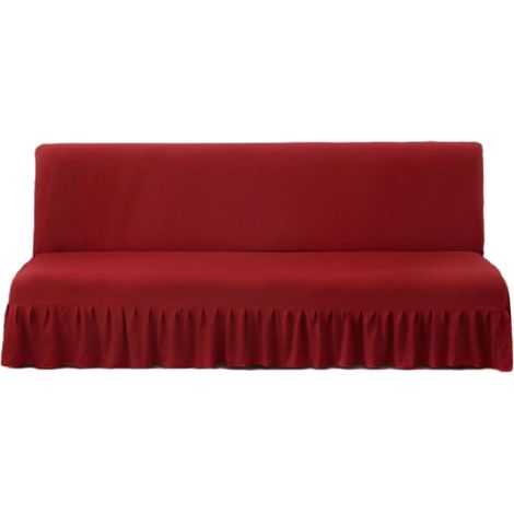 Housse clic clac avec jupe couleur unie sans accoudoirs 1-3 places, rouge, 190-220 cm (1/5)