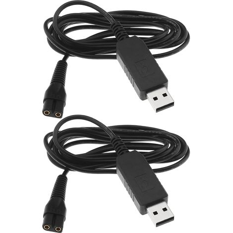 2 x USB Charging Cable Compatible with 9649 Cordless Trimmer 3.5V 6ft Black (1/5)