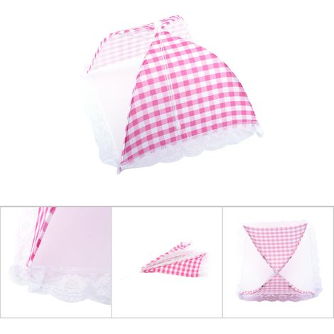 Parapluie anti-insectes extensible pour nourriture, dôme pop-up moustiquaire BBQ cuisine rose (1/5)