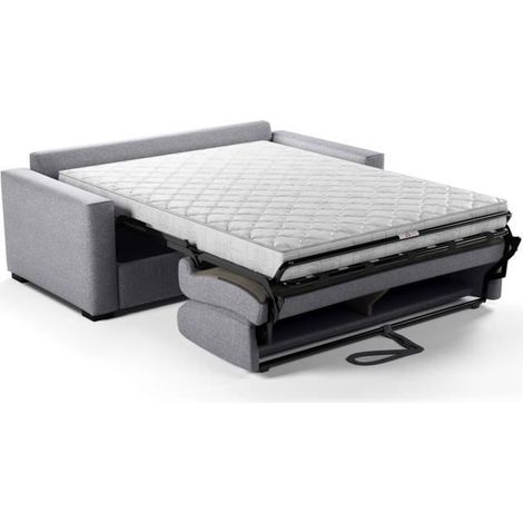 Canapé convertible 3 places gris clair – Tissu 28 kg/m3 – Dimensions L190 x P100 x H87 cm – Couchage 140 x 190 cm