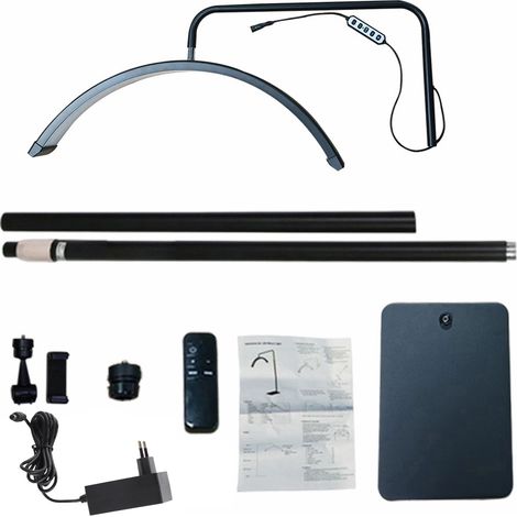 LUMIÈRE LED PLEIN SOL DEMI-LUNE 36W, 3200K-5600K, INDICE 90, PIED 1,8M, TÉLÉCOMMANDE, SUPPORT SMARTPHONE (1/5)