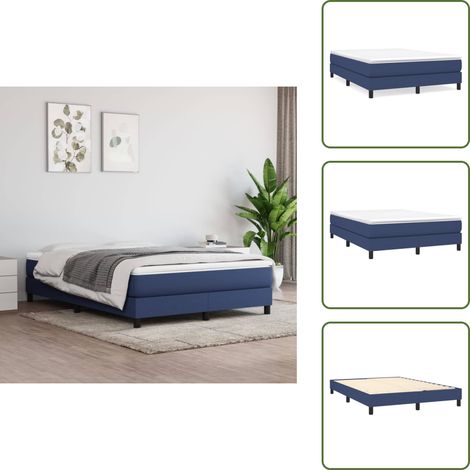 Bettgestell ohne Matratze Blau 140x200 cm Stoff - Bettes - Doppelbett - Boxspringbetten - Lattenrost - Blau (1/5)