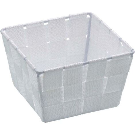 Petit panier salle de bain Adria Mini, rangement salle de bain, Polypropylène, 14x9x14 cm, blanc (1/4)