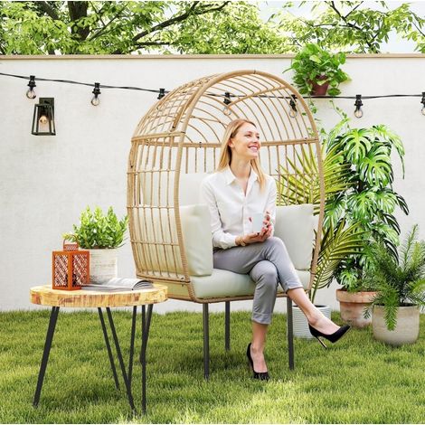 Sillón jardín nido con cojines desmontables beige OKMYHOME (1/4)