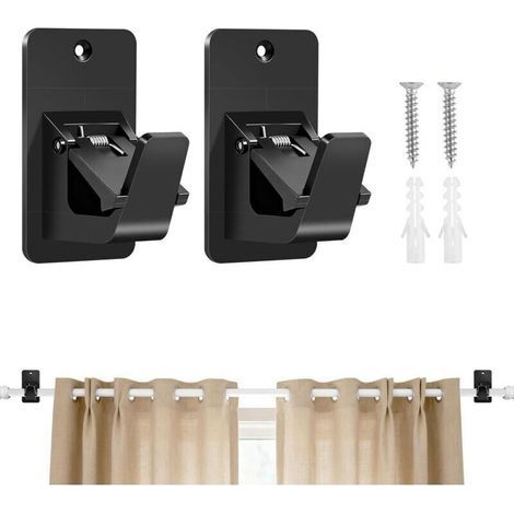 Set of 2 Self-Adhesive No Drilling ABS Curtain Rod Brackets – Extra Strong Fixing for Bathroom, Kitchen and Living Room – Strong and Durable (1/5)