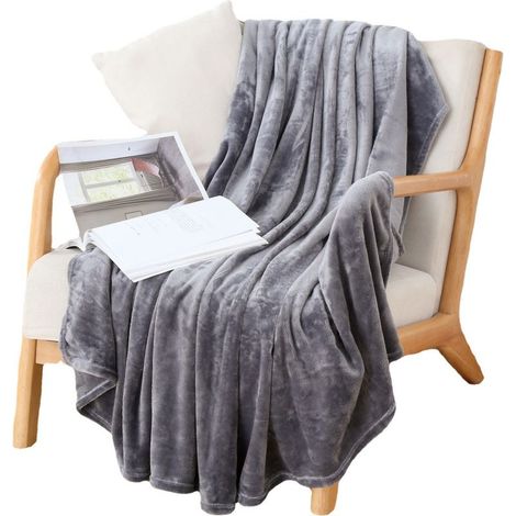 Couverture pour canapé ou lit, taille de couverture, peluche douce et duveteuse, super confortable et confortable pour toutes les saisons (gris foncé, 150 x 200 cm) (1/4)